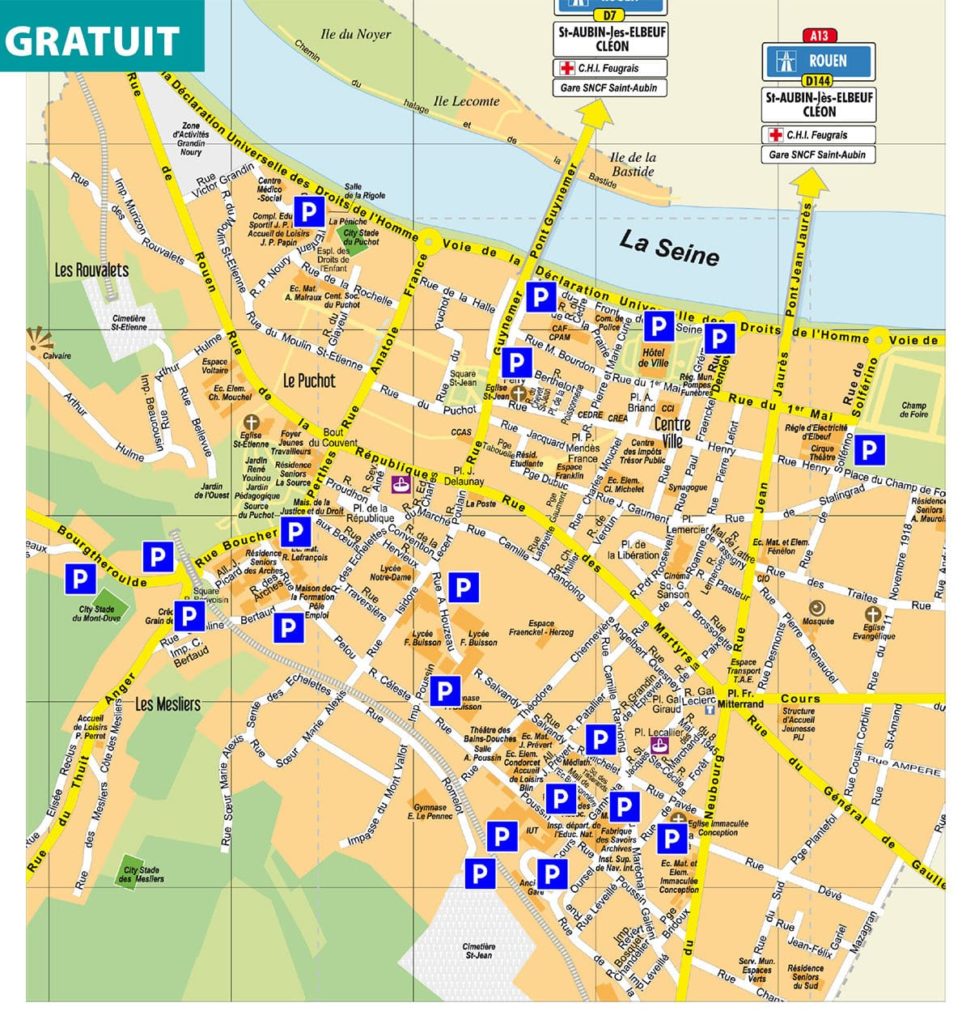 Plan des stationnements gratuits