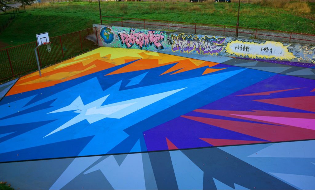 Fresque au sol playground, terrain de basket-ball Diandra Tchatchouang-Djadjo