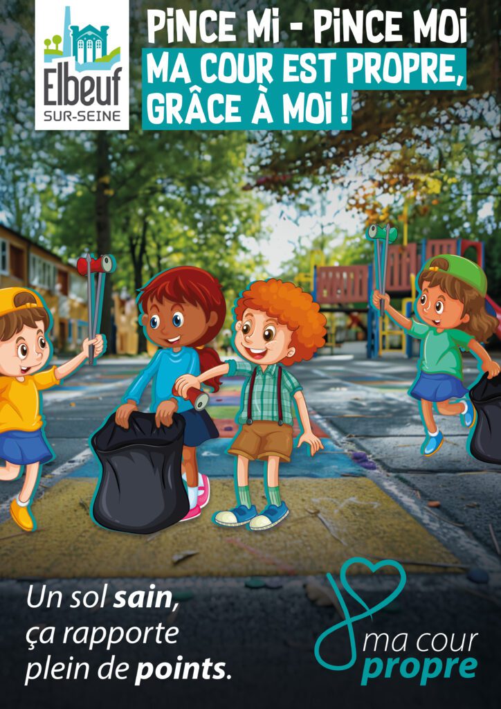 Visuel plan Ville propre nettoyage des cours d'écoles « Pince mi - Pince moi »